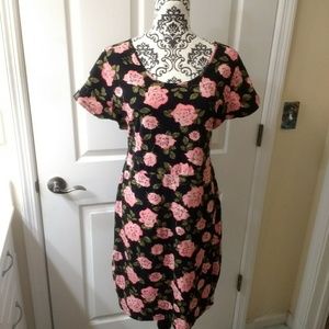 Forever 21 plus, 2x peach, black floral body con